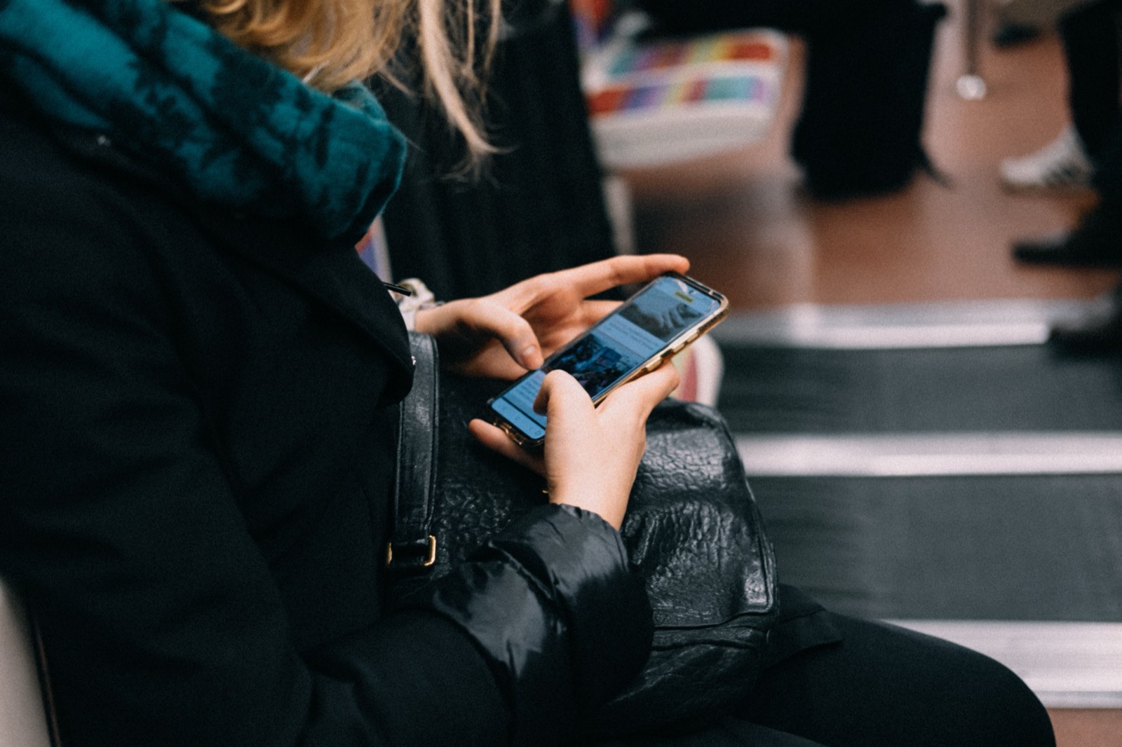 Person checking a smartphone